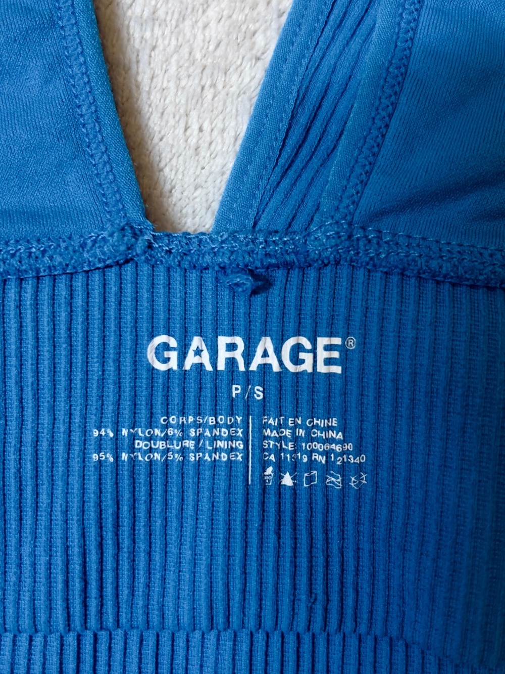 Garage Ribbed V-Neck Crop Tank Royal Blue Size P/S - Picture 6 of 6